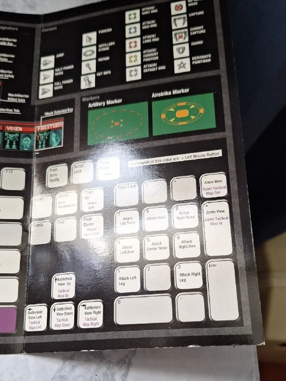 MechCommander Keyboard / Interface Reference Card - Teal